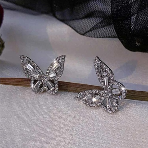 Cubic Zirconia Butterfly Earrings - Picture 4 of 5